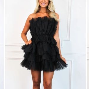 Black tulle ruffle dress